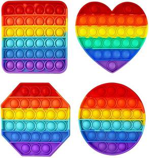 NAMANSHU TEX Pop It Fidget Toys,Push Pop Bubble Fidget Sensory Toy,Autism Special Needs Silicone Stress Relief Toy, Stress Relief and Anti-Anxiety Tools Sensory Toys Novelty (Pack of 4)