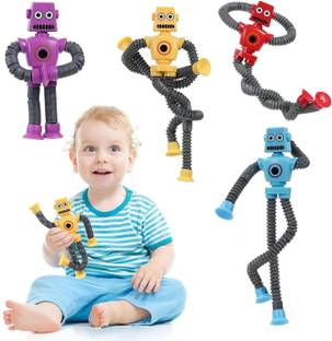 venimall LED Telescopic Suction Cup Robotics and Giraffe Toy, Pop Tubes Fidget Toys