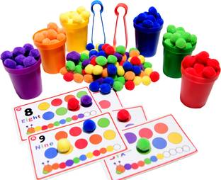 Babybundle Color Sorting Activity Toy | Cups+ pom-poms+ Tongs+ Activity Cards (2-6 Years)