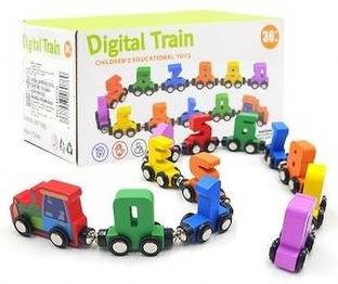 CrazyBuy Wooden Train toy Digital Train Set Counting 0-10 Number Learning Toy
