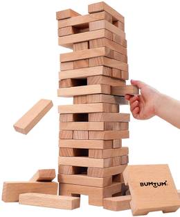 BUMTUM Wooden Tower 54 Pcs Building Block Stacking Game Educational Puzzle