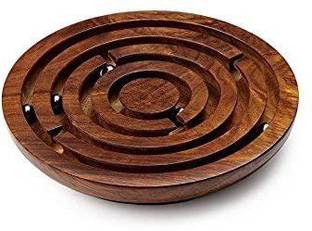 TRU TOYS Wooden Maze Toys Round Wooden Labyrinth Maze Toys Brain Teaser Puzzle Game
