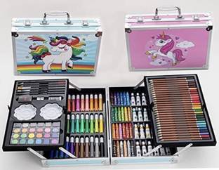 NIYAMAT Unicorn Print Pink Color 145 PCS Art Supplies, Drawing Art Kit