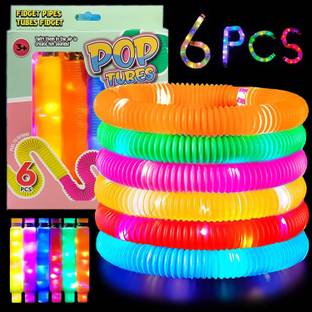 Aganta Led Pop Tube Pack Of 6 Party Lights Pop Tube Sensory Fidget Toys For Kids