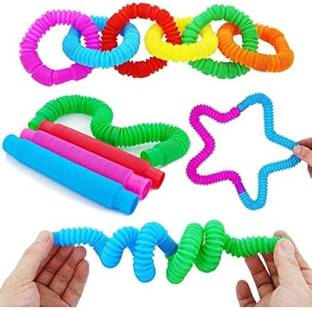 ParshvGroups Pop Tubes Fidget Toy, Sensory Tubes, Poppin Pipes for Kids, Colorful Tubes (2 )