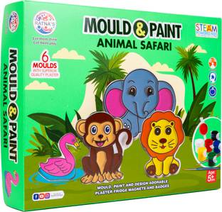Ratnas Mould & Paint Animal Safari (1109) Diy Fridge Magnet & Badges