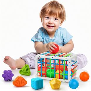 himanshu tex Shape Sorter Baby Blocks Colorful Textured Balls Sorting Games
