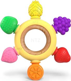 NTZ Baby Teething Toys Silicone Teethers BPA Free Silicone Rudder with Wooden Teether