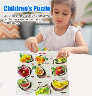 SHALAFI Learning book, Educational Learning Toy Board Fruit Matching Block Jigsaw Puzzle