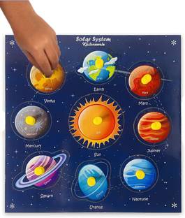 FORSIKHA 3D Wooden Puzzle Solar System Toys Set With Planet Outer Space Blocks