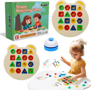 KIDOLOGY Shape Color Matching Game with Hexagon Figures & Bell for Home Play