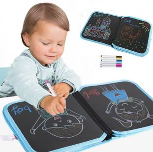 JUBLYN Reusable Erasable Drawing Doodle Pad Kids Travel Essentials with 12 Colored Pens