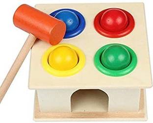 TRU TOYS Wooden Hammer Ball Bench with Box Case Toy Set for Kids 2+ Years (Hammer Ball)