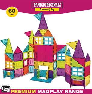 Pandaoriginals Premium MagPlay Magnetic Building Tiles & Blocks | 60 PCS