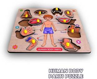 Plus Shine Educational Leaning Kids Wooden Puzzle Toy Board Parts of The Body Puzzle Game
