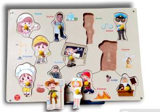 VSINDIA Wooden Helping Hands: Community Helpers Puzzle Board For Kids