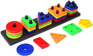 Sukan Tex Angle Geometric Blocks Stacker Shape Sorter Column Puzzle Stacking Set for Kids