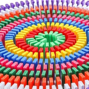 AEXONIZ TOYS Wooden Rainbow Domino Building Blocks Toys For Children Dominoes Games Early Educational Toy ( 600 Piece )