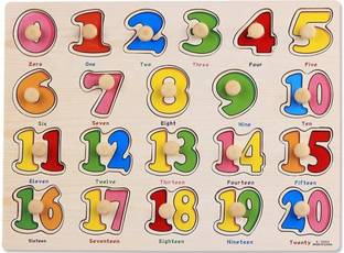 MECDOIT INTERNATIONAL 3D NUMBERS 1-20 WOODEN LEARNING PUZZLE BOARD