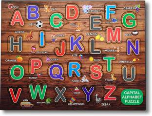 Clicktocart Wooden Educational learning A To Z English Alphabets Board Puzzle With Picures