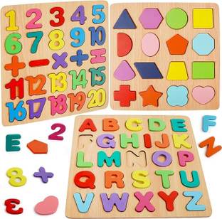 PRIVATECAVE Wooden Learning Educational ABCD Board ,alphabet and shape puzzle for Kids