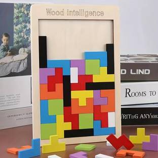 MAAUVTOR Wooden Russian Blocks Puzzle for Kids Adult, Wood Intelligence Jigsaw Puzzle Toy