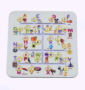 SANCORP Learning Alphabet Puzzle Board Game for Kids Wooden Educational Toy 1 to 5 Age