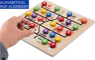 PopPlop Wooden Alphabet Maze Board, ABC 26 Letters Moving Match Puzzle Learning Board