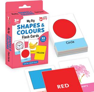 Little Berry SHAPES & COLOURS Flash Cards for Kids (32 Cards) | Fun Learning Toy for 2-6 year