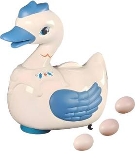 Aikam Traders Battery Operated Bump and Go Walking Swan Eggs Laying Swan Cygnet Toy