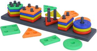 PRESENTSALE Learning Geometrics Shape Matching Five Column Blocks Educational & Learning Toy