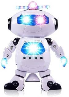 Lacasada White Naughty Dancing Robot LED Light and Music Toy 22 cm, Best Birthday Gift