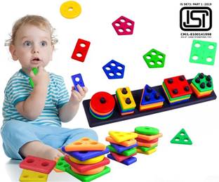 BOZICA Learning Educational Geometric Color & Shape Sorter Puzzle