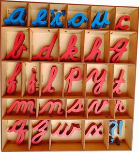 Cryo Craft Montessori Movable Cursive Lettes with Wooden Organizer Box