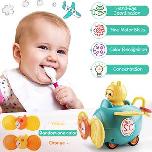 PATPAT 3-in-1 Baby High Chair Toys with Detachable Suction Cup Spinner Toys,Baby Rattle
