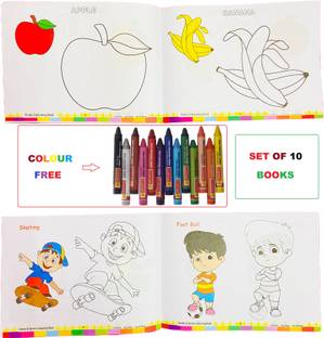 AP SINHA Colouring Drawing Book For Kids Pack Of 10 (Paperback)