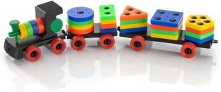 VrajVilla Blocks Puzzle Geometric Train Early Learning Educational Toy