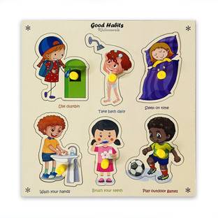 Khilonewale Wooden Good Habits Puzzle Games and Learning Educational Board for Kids