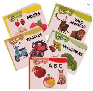 ZARQITO Pocket Board Book Set of Alphabets, Fruits, Vegetable, Animals, Vehicles