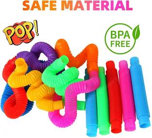 HSRR Pop Tube Fidget Sensory Stress Relief Sensory Bendable Stimming Toy (12 Pc