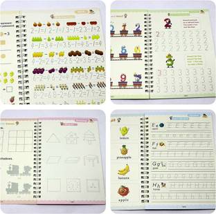 Lunavisor Copybook (4 Books + 10 Refill) Sank Magic Practice Copy Book For Kids SANK Re-Us Book-size Notebook RULE 40 Pages