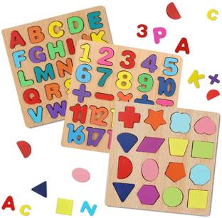 VIDGY Learning Alphabet Number Shapes Puzzle Board for Toddlers or Kids