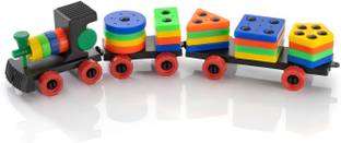 BHVMEY Plastic Train Toddler Toys, 4 Shape Sorter and Stacking Educational