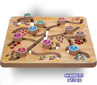 Plus Shine Number/Counting 1-10 Maze Matching Practice Board Game Wooden Maze Chase Puzzle