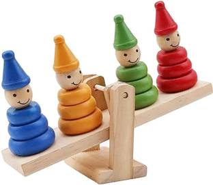 KNK Infotain Wooden Clown Balancing Game Toy Seesaw Game fo Kids