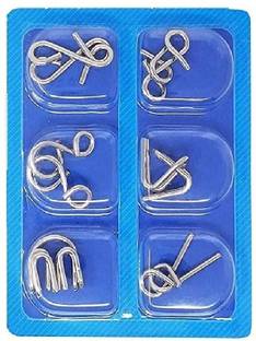 MOREL 6PCS Set Metal Interlocking Montessori Puzzle Wire IQ Mind Brain Teaser Puzzles