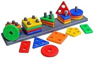 DevDarsh Plastic Geometric Puzzle Stacker Shape Sorter Stacking Set Kids Games