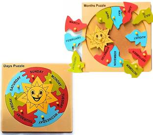 Plus Shine Learn Months Name Educational Puzzle Toys +Week Days Name Puzzle Learning Board