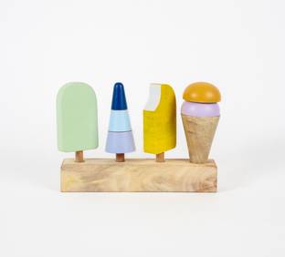 Grapplertodd Wooden Ice Cream Stacking Toy | Stacking Toys for Kids | Multicolor | 2 Year+