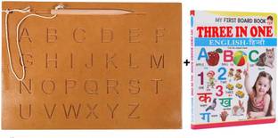 SHALAFI ABC Trace Alphabet Writing Practice Tracing Boards Kids Learning Slate+3in1 Book